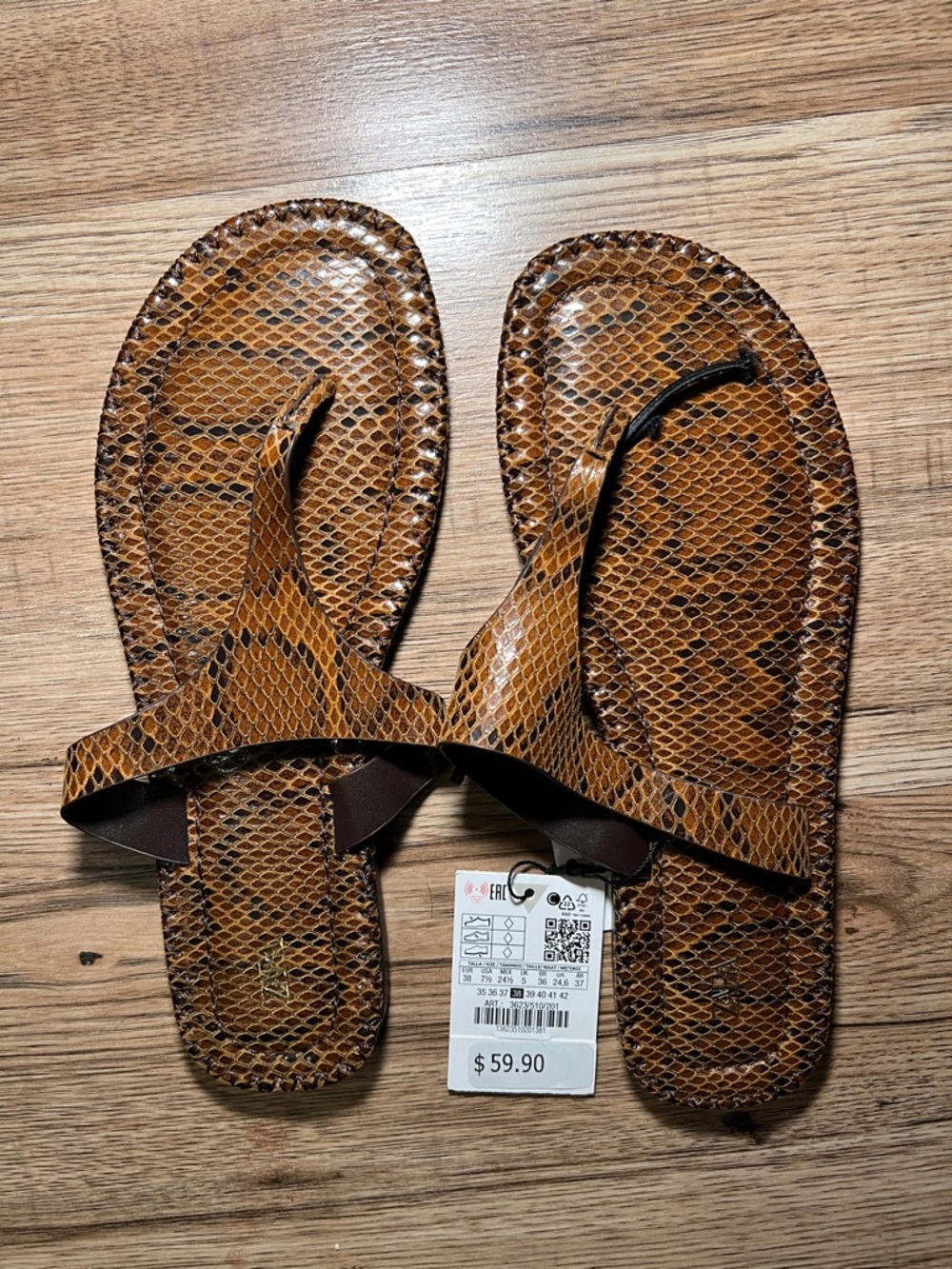 NEW! Zara Snake Print Women's Sandals Size 38 or 7.5 (US) - Picture 6 of 8
